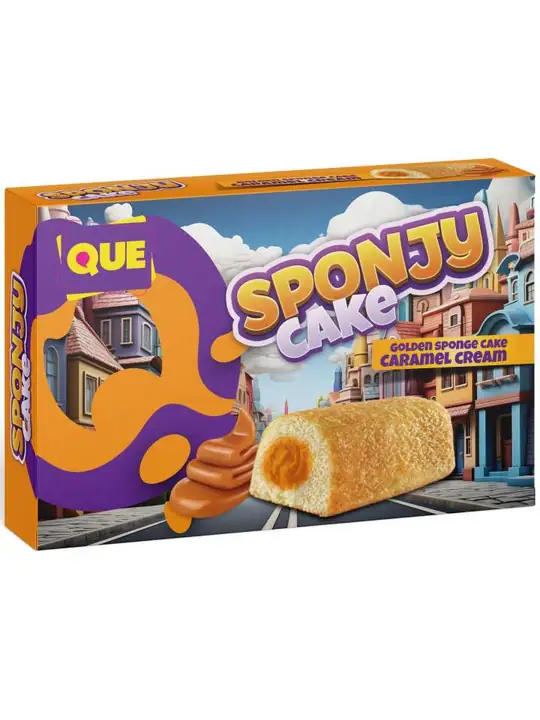 QUE SPONJY - Karamellkräm Sockerkaka 200g ✖ 18