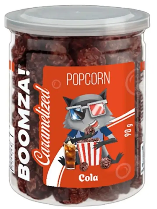 Boomza Karamelliserade popcorn med (Cola)-smak 90g ✖ 12