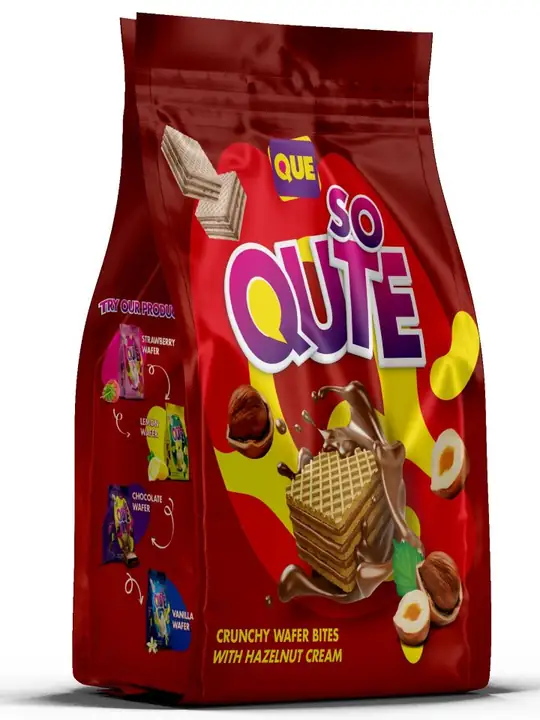 QUE SO QUTE - Krispiga Våffelbitar med Hasselnötskräm 150g ✖ 15