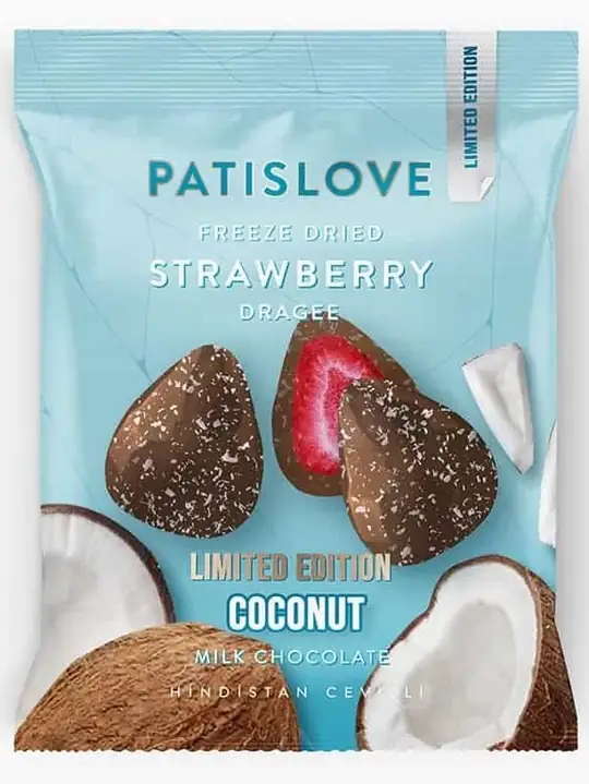 Patislove Frystorkad Jordgubbsdragée (Kokos & Mjölkchoklad) 50g ✖ 16