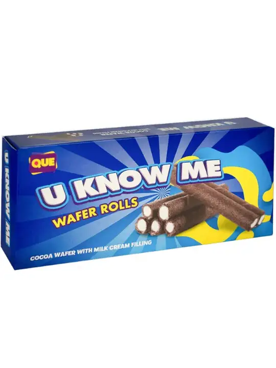 QUE U KNOW ME - Kakao- och Mjölkkräm Rulla Wafer 100g ✖ 22