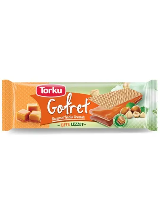 Torku Wafers med Karamell och Hasselnötskräm 142g ✖ 19