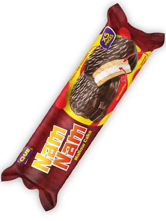QUE Nam Nam - Chokladöverdragna Marshmallow Sandwichkakor 125g ✖ 12