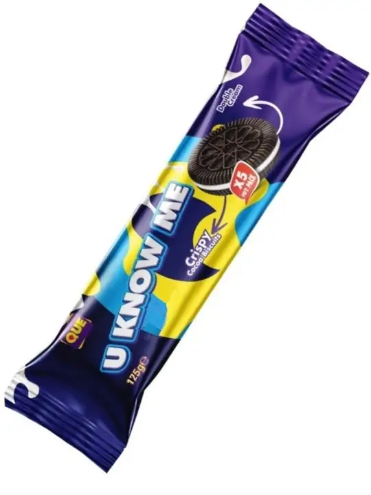 QUE U KNOW ME - Kakaosandwichkex med Vaniljkräm 125g ✖ 12