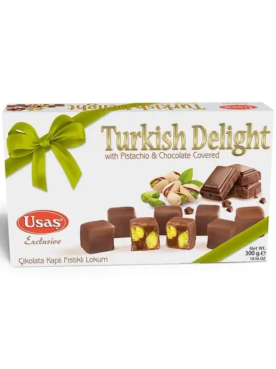 Usas Turkisk Delight - Pistage Chokladöverdragen 300g ✖ 12