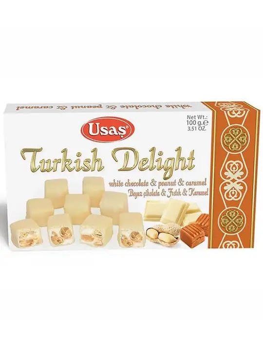 Usas Turkisk Delight - Vit Choklad, Pistage, Karamell 100g ✖ 24