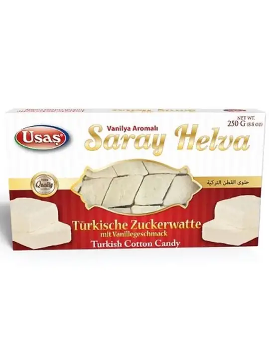Usas Saray Halva (Turkisk Sockervadd) - Vaniljsmak 250g ✖ 12