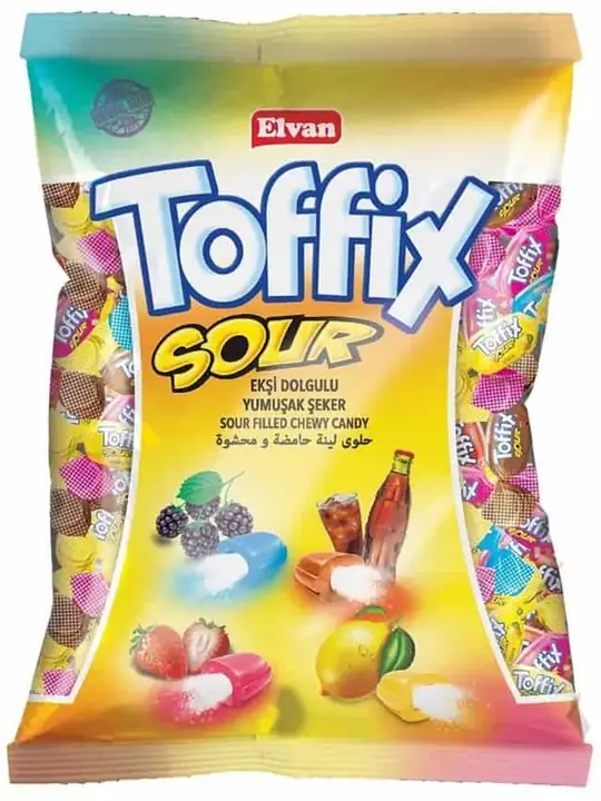 Elvan Toffix Sour - Mjukt godis med sura lockar 300g ✖ 12