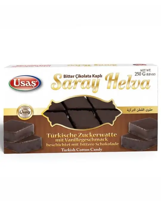 Usas Saray Halva (Turkisk Sockervadd) - Mörk Chokladöverdragen 250g ✖ 12