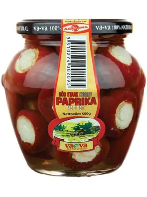 Va-Va Röd Stark Körsbärspaprika Inlagd - Fylld med Ost 550g ✖ 6