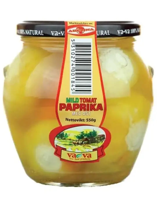 Va-Va Mild Tomatpaprika Inlagd - Fylld med Ost 550g ✖ 6