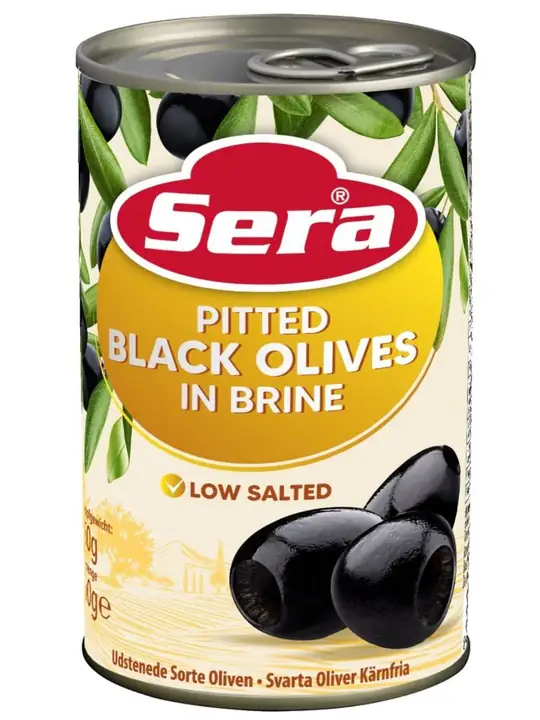 Sera Urtagna Svarta Oliver Lättsaltade 360g ✖ 24