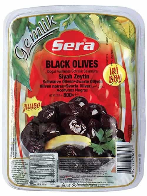 Sera Svarta Oliver - Gemlik Svart Diamant (Jumbo)- vakuum 800g ✖ 12