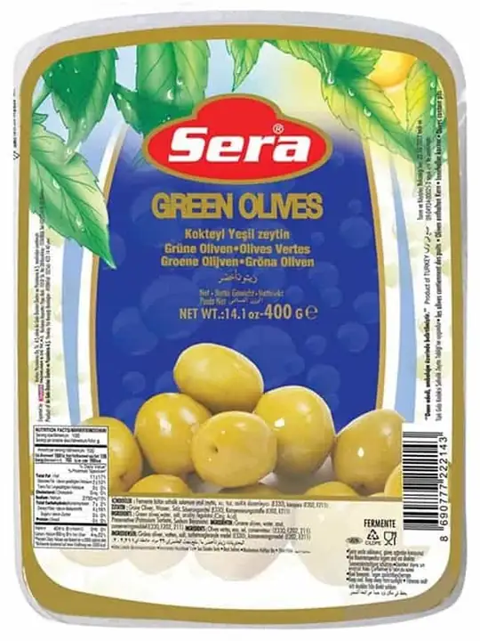 Sera Gröna Cocktailoliver Vakuumförpackade 400g ✖ 24