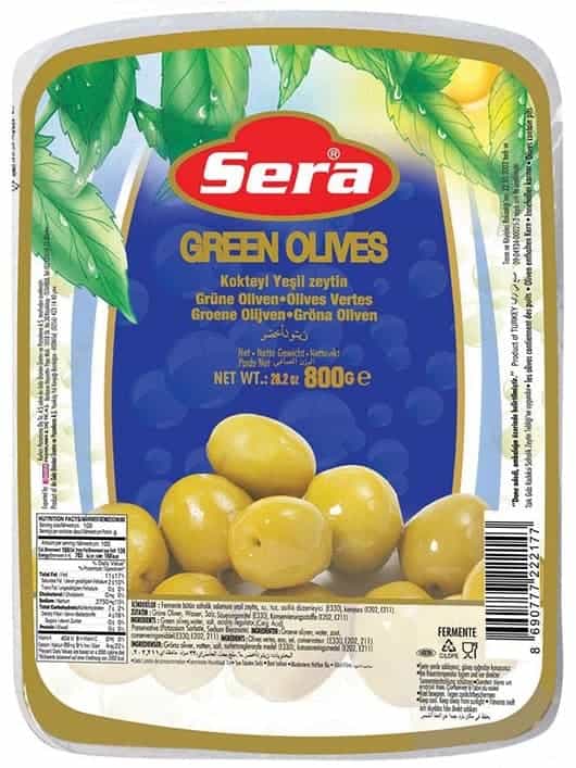 Sera Gröna Cocktailoliver Vakuumförpackade 800g ✖ 12
