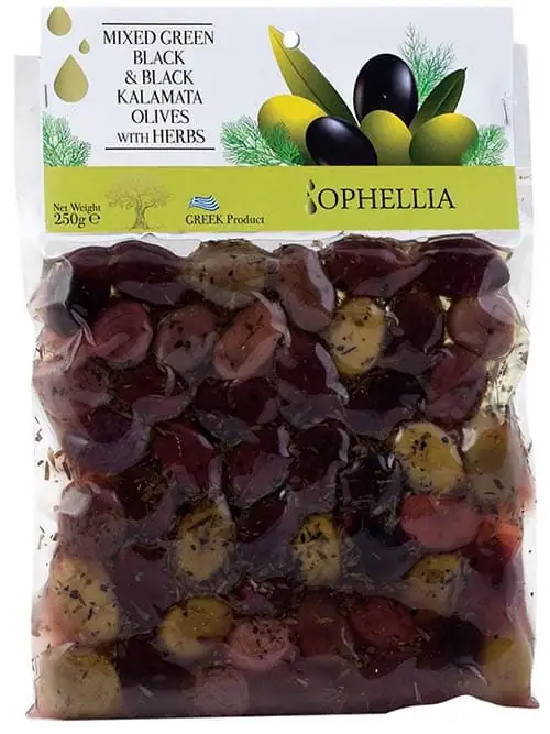 Ophellia Blandade Gröna, Svarta & Kalamata Oliver med Örter 250g ✖ 12