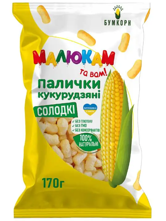 Bumcorn Söta majschips med vaniljsmak 170g ✖ 12