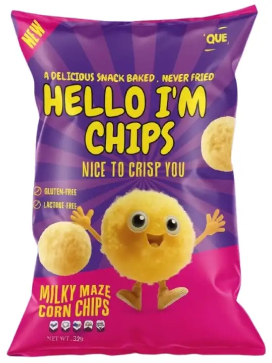 QUE HELLO I'M CHIPS - Mjölkmajssmak Majschips 65g ✖ 25