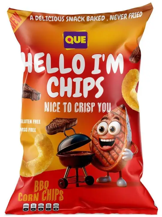 QUE Hello I'm Chips BBQ Majschips 65g ✖ 25