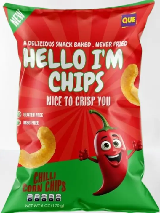 QUE HELLO I'M CHIPS - Chili Majschips 65g ✖ 25