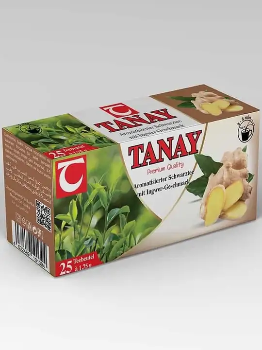 Tanay - Ingefärssmaksatt Svart Te (25 tepåsar) ✖ 24